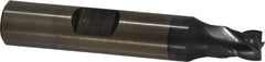 Cleveland - 1/4", 1/4" LOC, 3/8" Shank Diam, 2-1/16" OAL, 4 Flute, Powdered Metal Square End Mill - Single End, TiCN Finish, Spiral Flute, 37° Helix, Centercutting, Right Hand Cut, Right Hand Flute, Series PM-4 - Americas Industrial Supply