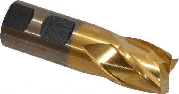 Cleveland - 1", 1" LOC, 1" Shank Diam, 3-1/2" OAL, 4 Flute, Powdered Metal Square End Mill - Single End, TiN Finish, Spiral Flute, 37° Helix, Centercutting, Right Hand Cut, Right Hand Flute, Series PM-4 - Americas Industrial Supply