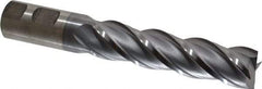 Cleveland - 1", 4" LOC, 1" Shank Diam, 6-1/2" OAL, 4 Flute, Powdered Metal Square End Mill - Single End, TiCN Finish, Spiral Flute, 37° Helix, Centercutting, Right Hand Cut, Right Hand Flute, Series PM-4 - Americas Industrial Supply