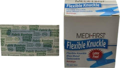 Medique - 3" Long x 1" Wide, Knuckle Bandage Self-Adhesive Bandage - Blue, Woven Fabric Bandage, Metal Detectable - Americas Industrial Supply