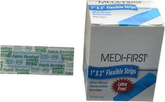 Medique - 3" Long x 1" Wide, General Purpose Self-Adhesive Bandage - Blue, Woven Fabric Bandage, Metal Detectable; Latex Free - Americas Industrial Supply