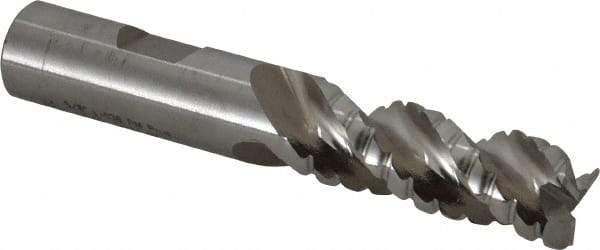 Cleveland - 5/8" Diam, Coarse Pitch, 1-5/8" LOC, 3 Flute Powdered Metal Corner Radius Roughing End Mill - Uncoated, 3-3/4" OAL, 5/8" Shank Diam, Single End, Centercutting, 42° Helix - Americas Industrial Supply
