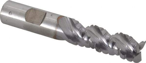Cleveland - 5/8" Diam, Coarse Pitch, 1-5/8" LOC, 3 Flute Powdered Metal Corner Radius Roughing End Mill - TiCN Finish, 3-3/4" OAL, 5/8" Shank Diam, Single End, Centercutting, 42° Helix - Americas Industrial Supply