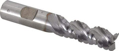 Cleveland - 5/8" Diam, Coarse Pitch, 1-5/8" LOC, 3 Flute Powdered Metal Corner Radius Roughing End Mill - TiCN Finish, 3-3/4" OAL, 5/8" Shank Diam, Single End, Centercutting, 42° Helix - Americas Industrial Supply