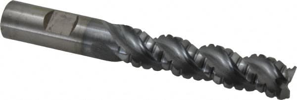 Cleveland - 5/8" Diam, Coarse Pitch, 2-1/2" LOC, 3 Flute Powdered Metal Corner Radius Roughing End Mill - TiCN Finish, 4-5/8" OAL, 5/8" Shank Diam, Single End, Centercutting, 42° Helix - Americas Industrial Supply