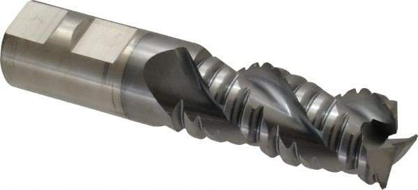 Cleveland - 1" Diam, Coarse Pitch, 2" LOC, 3 Flute Powdered Metal Corner Radius Roughing End Mill - TiCN Finish, 4-1/2" OAL, 1" Shank Diam, Single End, Centercutting, 42° Helix - Americas Industrial Supply