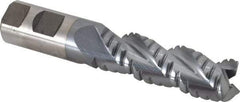 Cleveland - 1" Diam, Coarse Pitch, 3" LOC, 3 Flute Powdered Metal Corner Radius Roughing End Mill - TiCN Finish, 5-1/2" OAL, 1" Shank Diam, Single End, Centercutting, 42° Helix - Americas Industrial Supply