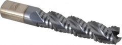 Cleveland - 1" Diam, Coarse Pitch, 4" LOC, 3 Flute Powdered Metal Corner Radius Roughing End Mill - TiCN Finish, 6-1/2" OAL, 1" Shank Diam, Single End, Centercutting, 42° Helix - Americas Industrial Supply