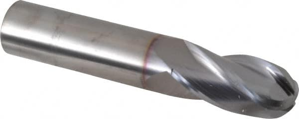 OSG - 3/4" Diam, 1-1/2" LOC, 4 Flute Solid Carbide Ball End Mill - TiCN Finish, Single End, 4" OAL, 3/4" Shank Diam, Spiral Flute - Americas Industrial Supply