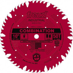 Freud - 10" Diam, 5/8" Arbor Hole Diam, 50 Tooth Wet & Dry Cut Saw Blade - Carbide-Tipped, Standard Round Arbor - Americas Industrial Supply