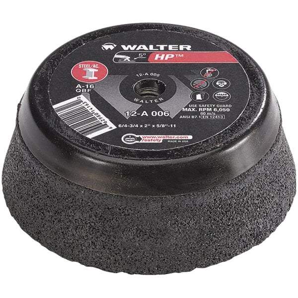 WALTER Surface Technologies - 6" Diam, Surface Grinding Wheel - Aluminum Oxide/Silicon Carbide Blend, Type 11, 6,800 Max RPM, Resinoid Bond - Americas Industrial Supply