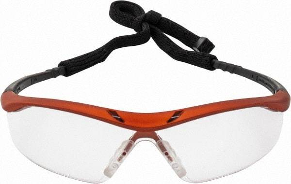 MCR Safety - Clear Lenses, Framed Safety Glasses - Anti-Fog, Scratch Resistant, Nuclear Orange Polycarbonate Frame, Size Universal, Wrap Around - Americas Industrial Supply