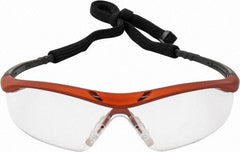 MCR Safety - Clear Lenses, Framed Safety Glasses - Anti-Fog, Scratch Resistant, Nuclear Orange Polycarbonate Frame, Size Universal, Wrap Around - Americas Industrial Supply