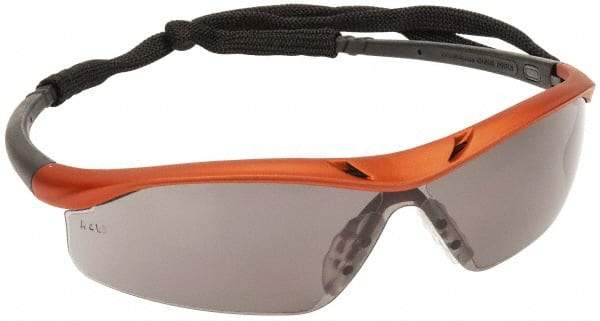 MCR Safety - Gray Lenses, Framed Safety Glasses - Anti-Fog, Scratch Resistant, Nuclear Orange Polycarbonate Frame, Size Universal, Wrap Around - Americas Industrial Supply