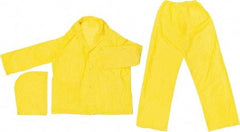 MCR Safety - Size L, Yellow, Rain, Disposable Three Piece Suit - 54" Chest, Detachable Hood, Take Up Snaps Ankle, Take Up Snaps Wrist - Americas Industrial Supply