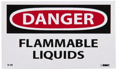 NMC - Hazardous Materials Label, Header: DANGER - Legend: Danger - Flammable Liquids, English, Red, Black & White, 5" Long x 3" High, Sign Muscle Finish - Americas Industrial Supply