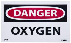 NMC - Hazardous Materials Label, Header: DANGER - Legend: Danger - Oxygen, English, Red, Black & White, 5" Long x 3" High, Sign Muscle Finish - Americas Industrial Supply