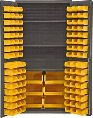 Durham - 3 Shelf 102 Bin Storage Cabinet - Steel, 36" Wide x 24" Deep x 72" High, Gray - Americas Industrial Supply