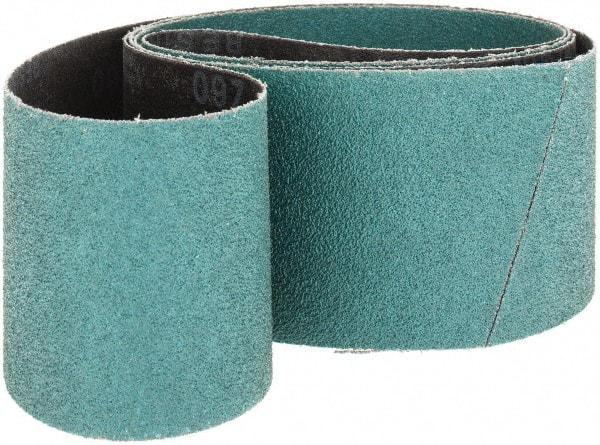 Made in USA - 3" Wide x 79" OAL, 60 Grit, Zirconia Alumina Abrasive Belt - Zirconia Alumina, Coarse, Coated, Y Weighted Cloth Backing, Wet/Dry - Americas Industrial Supply