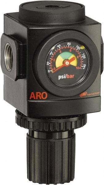 ARO/Ingersoll-Rand - 1 NPT Port, 290 CFM, Aluminum Heavy-Duty Regulator - 0 to 140 psi Range, 250 Max psi Supply Pressure, 1/8" Gauge Port Thread, 4.091" Wide x 7.223" High - Americas Industrial Supply