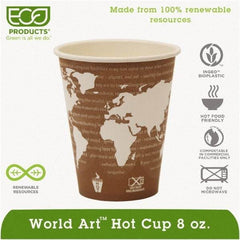 ECO PRODUCTS - World Art Renewable Compostable Hot Cups, 8 oz, 50/PK, 20 PK/CT - Plum - Americas Industrial Supply