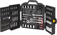Stanley - 170 Piece 1/4, 3/8 & 1/2" Drive Standard Deep Socket Set - Inch/Metric Measurement Standard - Americas Industrial Supply