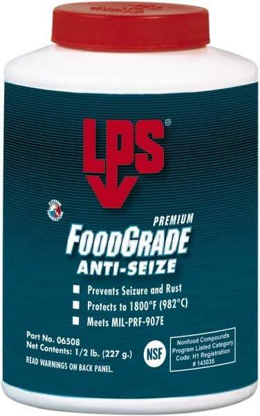 LPS - 0.5 Lb Brush Top Food Grade Anti-Seize Lubricant - Metal Free, -1,800°F, Opaque Off-White, Food Grade - Americas Industrial Supply