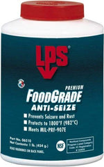 LPS - 1 Lb Brush Top Food Grade Anti-Seize Lubricant - Metal Free, -1,800°F, Opaque Off-White, Food Grade - Americas Industrial Supply