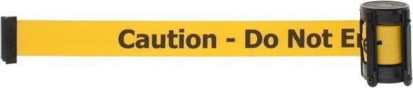 Tensator - 5" High x 90" Long x 2" Wide Barrier Replacement Cassette - Plastic, Black Powder Finish, Yellow, Use with Tensabarrier - Americas Industrial Supply