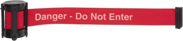 Tensator - 5" High x 90" Long x 2" Wide Barrier Replacement Cassette - Plastic, Black Powder Finish, Red, Use with Tensabarrier - Americas Industrial Supply