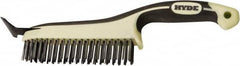 Hyde Tools - 20 Rows x 4 Columns Steel Scratch Brush - 6" Brush Length, 12-3/4" OAL, 1-1/8" Trim Length, Plastic with Rubber Overmold Ergonomic Handle - Americas Industrial Supply