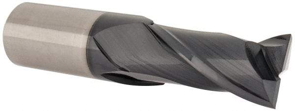 Accupro - 1", 2" LOC, 1" Shank Diam, 4-1/2" OAL, 2 Flute, Solid Carbide Square End Mill - Single End, TiAlN Finish, Spiral Flute, 30° Helix, Centercutting, Right Hand Cut, Right Hand Flute - Americas Industrial Supply