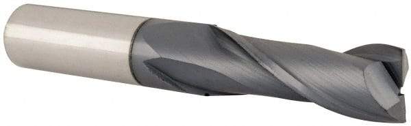 Accupro - 5/8", 1-3/4" LOC, 5/8" Shank Diam, 4" OAL, 2 Flute, Solid Carbide Square End Mill - Single End, TiAlN Finish, Spiral Flute, 30° Helix, Centercutting, Right Hand Cut, Right Hand Flute - Americas Industrial Supply