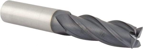 Accupro - 5/8", 1-3/4" LOC, 5/8" Shank Diam, 4" OAL, 4 Flute, Solid Carbide Square End Mill - Single End, TiAlN Finish, Spiral Flute, 30° Helix, Centercutting, Right Hand Cut, Right Hand Flute - Americas Industrial Supply