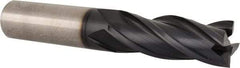 Accupro - 3/4", 2" LOC, 3/4" Shank Diam, 4-1/2" OAL, 4 Flute, Solid Carbide Square End Mill - Single End, TiAlN Finish, Spiral Flute, 30° Helix, Centercutting, Right Hand Cut, Right Hand Flute - Americas Industrial Supply
