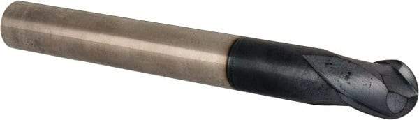 Accupro - 5/8" Diam, 5/8" LOC, 2 Flute Solid Carbide Ball End Mill - TiAlN Finish, Single End, 5-1/2" OAL, 5/8" Shank Diam, Spiral Flute - Americas Industrial Supply