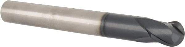 Accupro - 3/4" Diam, 3/4" LOC, 2 Flute Solid Carbide Ball End Mill - TiAlN Finish, Single End, 6-1/4" OAL, 3/4" Shank Diam, Spiral Flute - Americas Industrial Supply