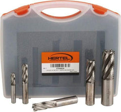Hertel - 3/8 to 1", 4 Flute Roughing Square End Mill Set - Uncoated, Cobalt, Single End - Americas Industrial Supply