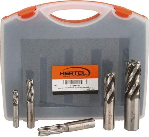 Hertel - 3/8 to 1", 4 Flute Roughing Square End Mill Set - Uncoated, Cobalt, Single End - Americas Industrial Supply