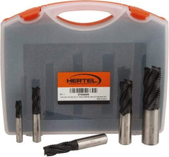 Hertel - 3/8 to 1", 4 Flute Roughing Square End Mill Set - TiAlN Coating, Cobalt, Single End, Center Cutting - Americas Industrial Supply