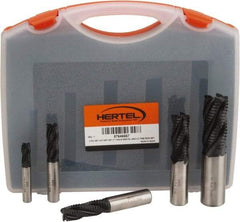 Hertel - 3/8 to 1", 4 Flute Roughing Square End Mill Set - TiAlN Coating, Cobalt, Single End, Center Cutting - Americas Industrial Supply