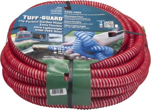 JGB Enterprises - 50' Long Garden Hose - 5/8" Diam, 5/8" GHT, Polypropylene, 100 psi, Hot Water Compatible, All Season, Red - Americas Industrial Supply