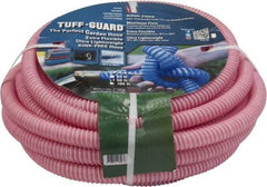 JGB Enterprises - 50' Long Garden Hose - 5/8" Diam, 5/8" GHT, Polypropylene, 100 psi, Hot Water Compatible, All Season, Pink - Americas Industrial Supply