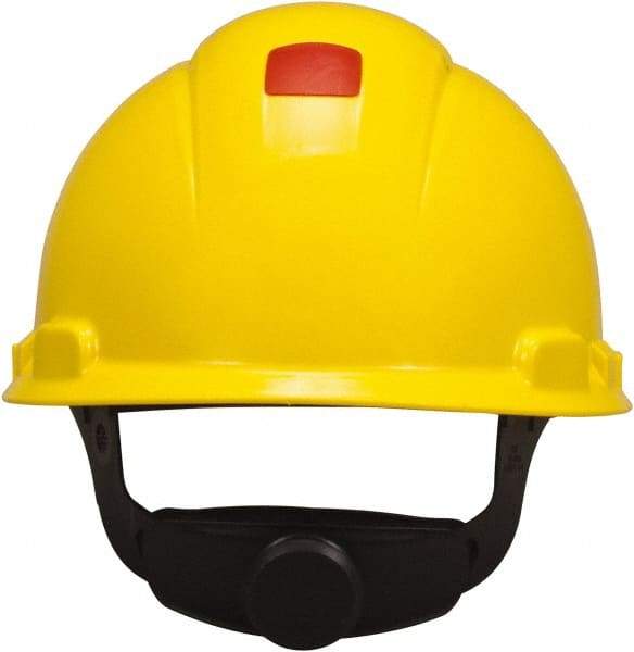 3M - ANSI Type I, Class C Rated, 4-Point, Ratchet Adjustment Hard Hat - Size 6-1/2 to 8, Yellow, Standard Brim, Vented - Americas Industrial Supply