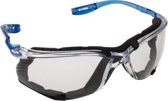 3M - Clear Lenses, Frameless Safety Glasses - Anti-Fog, Scratch Resistant, Blue Frame, Size Universal, Wrap Around - Americas Industrial Supply