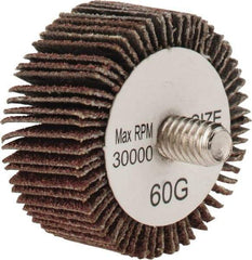Tru-Maxx - 1-3/8" Diam x 5/8" Face Width, Medium Aluminum Oxide Coated Mounted Flap Wheel - 1/4-20 Threaded Mount, 60 Grit, 30,000 Max RPM - Americas Industrial Supply