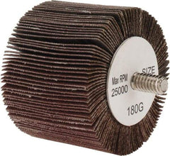 Tru-Maxx - 2" Diam x 1-1/2" Face Width, Fine Aluminum Oxide Coated Mounted Flap Wheel - 1/4-20 Threaded Mount, 180 Grit, 25,000 Max RPM - Americas Industrial Supply