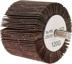 Tru-Maxx - 2" Diam x 1-1/2" Face Width, Fine Aluminum Oxide Coated Mounted Flap Wheel - 1/4-20 Threaded Mount, 120 Grit, 25,000 Max RPM - Americas Industrial Supply