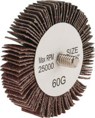 Tru-Maxx - 2-1/2" Diam x 1/2" Face Width, Medium Aluminum Oxide Coated Mounted Flap Wheel - 1/4-20 Threaded Mount, 60 Grit, 25,000 Max RPM - Americas Industrial Supply