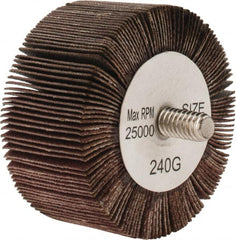 Tru-Maxx - 2" Diam x 1" Face Width, Very Fine Aluminum Oxide Coated Mounted Flap Wheel - 1/4-20 Threaded Mount, 240 Grit, 25,000 Max RPM - Americas Industrial Supply